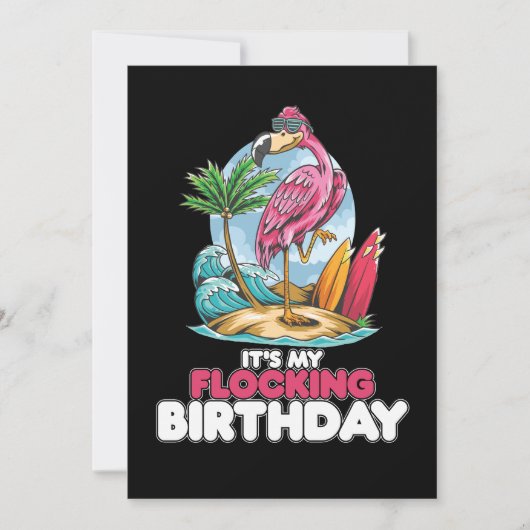 Het is mijn 'Flocking Birthday Flamingo' Kaart (Voorkant)