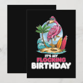 Het is mijn 'Flocking Birthday Flamingo' Kaart (Voorkant / Achterkant)