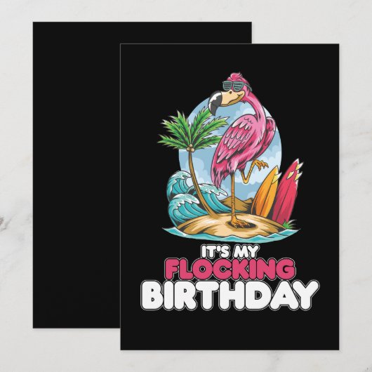 Het is mijn 'Flocking Birthday Flamingo' Kaart (Voorkant / Achterkant)