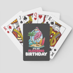 Het is mijn 'Flocking Birthday Flamingo' Pokerkaarten