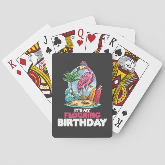 Het is mijn 'Flocking Birthday Flamingo' Pokerkaarten (Achterkant)