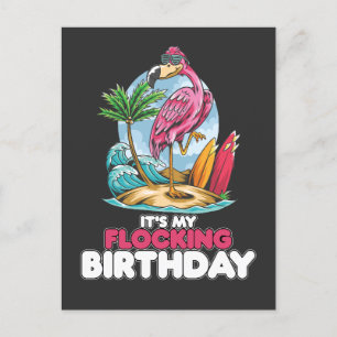 Het is mijn 'Flocking Birthday Flamingo' Uitnodiging Briefkaart