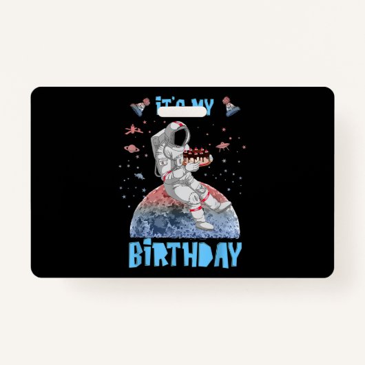 Het is mijn geboortedag Astronaut Youth Kinder Out Badge (Voorkant)