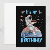 Het is mijn geboortedag Astronaut Youth Kinder Out Save The Date (Voorkant / Achterkant)