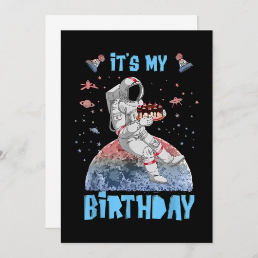 Het is mijn geboortedag Astronaut Youth Kinder Out Save The Date (Voorkant / Achterkant)