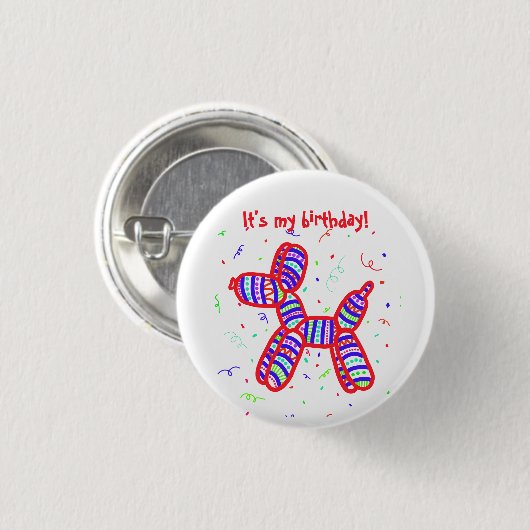 "Het is mijn geboortedag" ballon Dog Party Button (Voorkant /achterkant)