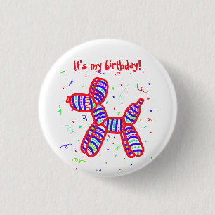 "Het is mijn geboortedag" ballon Dog Party Button