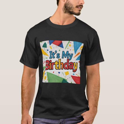 Het is mijn geboortedag geometrische Confetti T-shirt (Voorkant)