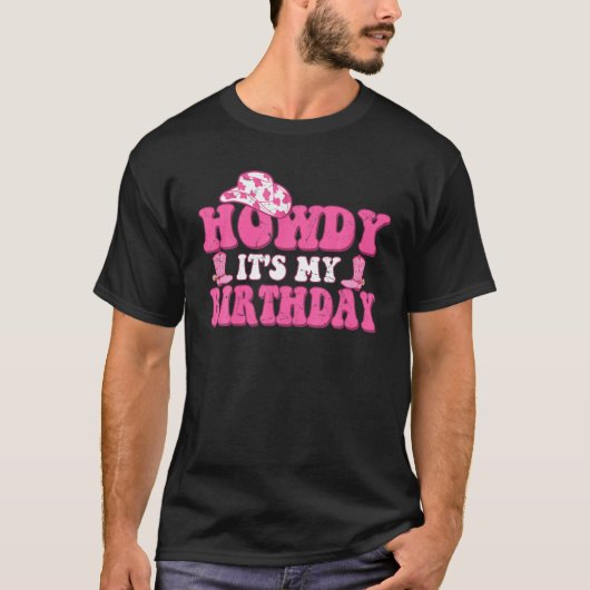 Het is mijn geboorthday Howdy Women Western Retro  T-shirt (Voorkant)