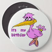 "HET IS MIJN GROTE DAG" PAARSE VOGELS RONDE BUTTON 6,0 CM (Voorkant /achterkant)