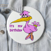 "HET IS MIJN GROTE DAG" PAARSE VOGELS RONDE BUTTON 6,0 CM (In situ)