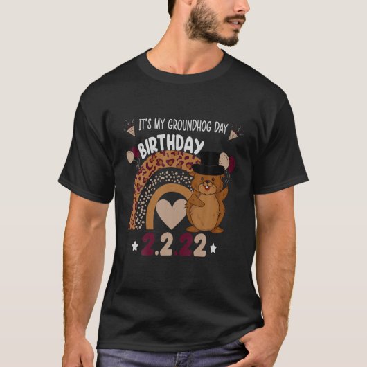 Het is mijn Groundhog Day Birthday 2.2.22 Woodchuc T-shirt (Voorkant)