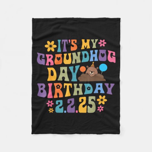 Het is mijn Groundhog Day verjaardagsfeesthoed Gra Fleece Deken (Voorkant)