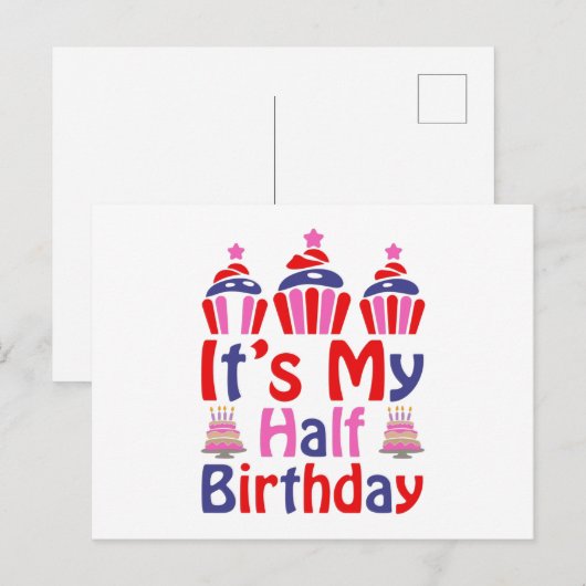 Het is mijn halve verjaardag briefkaart (Voorkant / Achterkant)