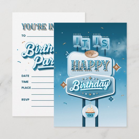 Het is Mijn Happy Birthday Party Uitnodiging (klei (Voorkant / Achterkant)