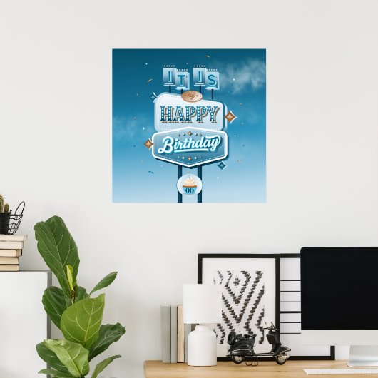 Het is mijn Happy Birthday Square Poster (Thuiskantoor)