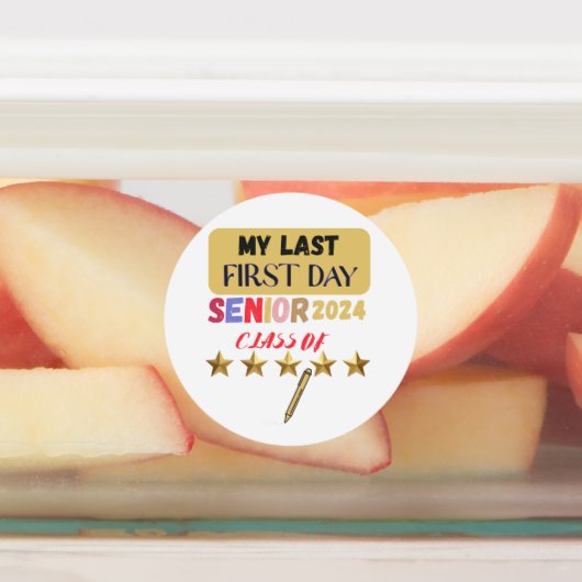 Het is mijn laatste eerste schooldag. labels (Aangebracht)