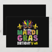 Het is mijn Mardi Gras Verjaardag jullie feestje C Kaart (Voorkant / Achterkant)