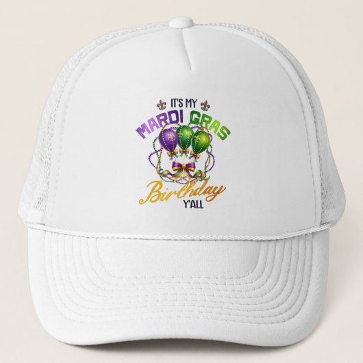 Het is mijn Mardi Gras verjaardag Trucker Pet (Voorkant)