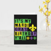 Het is mijn Mardi Gras verjaardag Yall Schattige M Kaart (Gele Bloem)