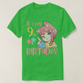 Het is mijn negende verjaardag Anime Birthday Girl T-shirt (Design voorkant)