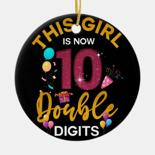 Het is mijn tiende verjaardag van dit meisje, nu 1 keramisch ornament (Voorkant)