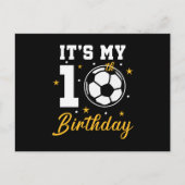 Het is mijn tiende verjaardag voetbal tien jaar ou feestdagenkaart (Voorkant)