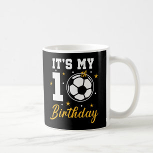Het is mijn tiende verjaardag voetbal tien jaar ou koffiemok
