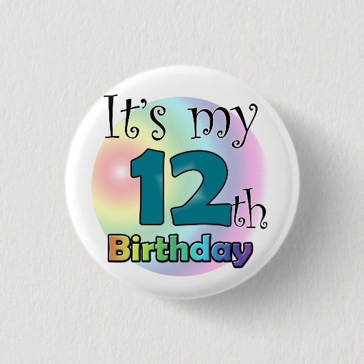 Het is mijn twaalfde verjaardag ronde button 3,2 cm (Voorkant)
