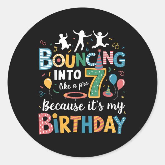 Het is mijn verjaardag 7e 7 jaar trampolinespringe ronde sticker (Voorkant)