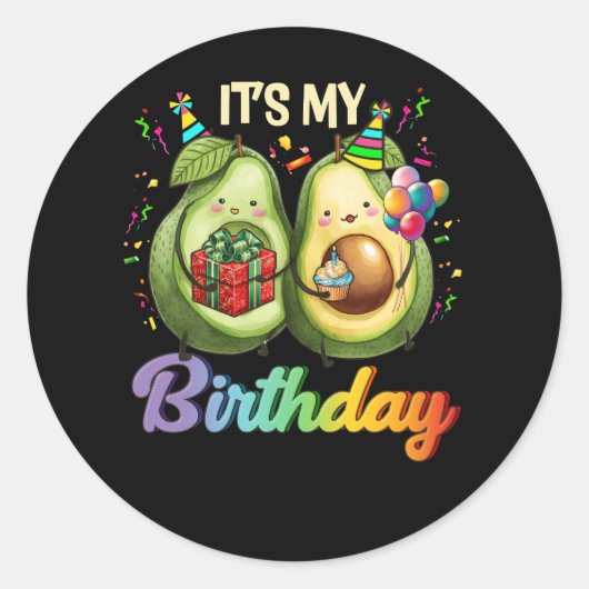 Het is mijn verjaardag avocado thema partij Mamaca Ronde Sticker (Voorkant)