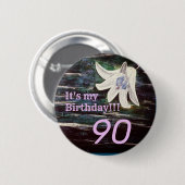 Het is mijn verjaardag! Bloem 90e verjaardag Ronde Button 5,7 Cm (Voorkant /achterkant)