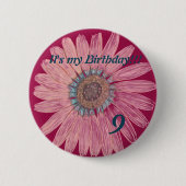 Het is mijn verjaardag! Bloem 9e verjaardag Ronde Button 5,7 Cm (Voorkant)