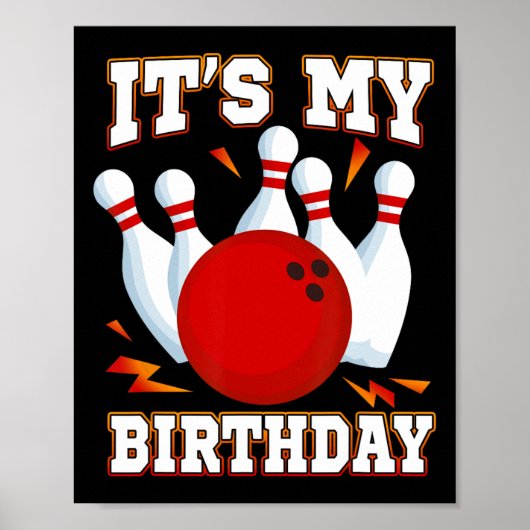 Het is mijn verjaardag Bowling Theme Party Poster (Voorkant)