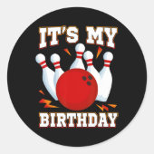 Het is mijn verjaardag Bowling Theme Party Ronde Sticker (Voorkant)