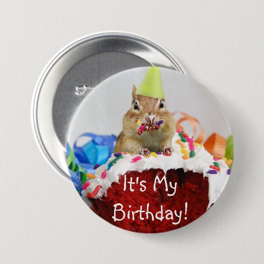 Het is mijn verjaardag! Chipmunk Button (Voorkant /achterkant)
