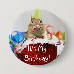 Het is mijn verjaardag! Chipmunk Button