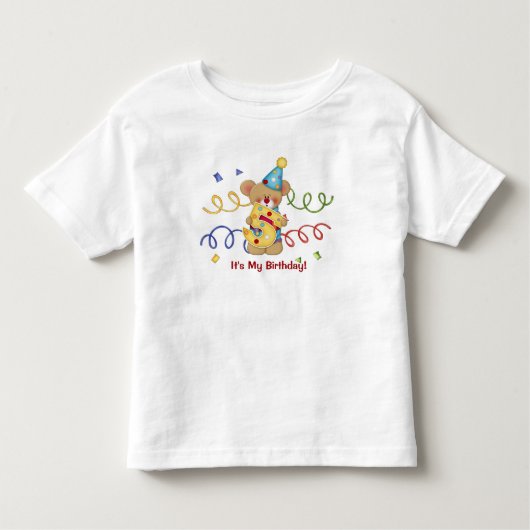 Het is mijn verjaardag Cute Beer Leeftijd 5 Peuter Kinder Shirts (Voorkant)