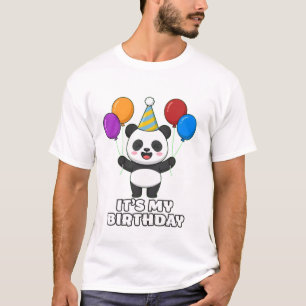Het is mijn verjaardag Cute Panda Ballon Kunst T-shirt