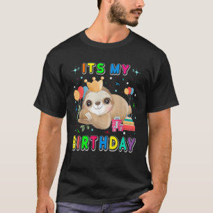 Het is mijn verjaardag Cute Sloth Verjaardagsfeest T-shirt