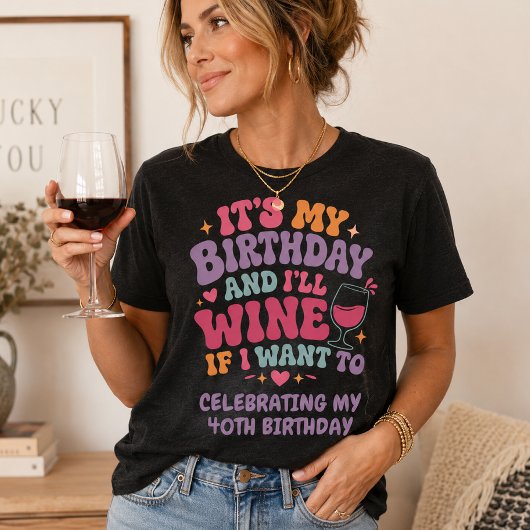Het is mijn verjaardag en ik drink wijn als ik dat Tri-Blend shirt