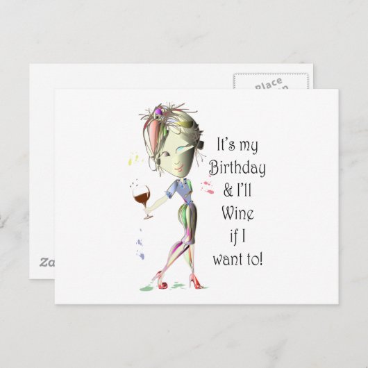 Het is mijn verjaardag en ik win als ik dat wil. briefkaart (Voorkant / Achterkant)