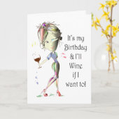 Het is mijn verjaardag en ik win als ik dat wil. kaart (Gele Bloem)