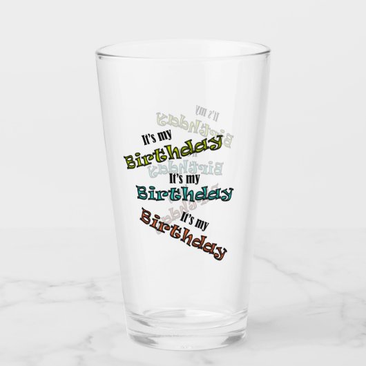 Het is mijn verjaardag glas (Voorkant)