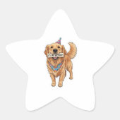 Het is mijn verjaardag Golden Retriever Ster Sticker (Voorkant)