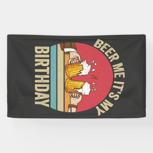 Het is mijn verjaardag Grappige Zonsondergang Vint Spandoek (Horizontaal)