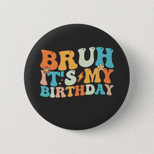 Het is mijn verjaardag Groovy Retro Ronde Button 5,7 Cm (Voorkant)