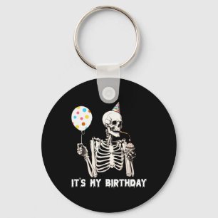 Het is mijn verjaardag Halloween Skeleton Funny Bi Sleutelhanger
