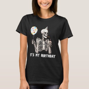 Het is mijn verjaardag Halloween Skeleton Funny Bi T-shirt