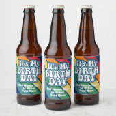 Het is mijn verjaardag - Happy Stripe Rainbow Colo Bier Etiket (Flessen)